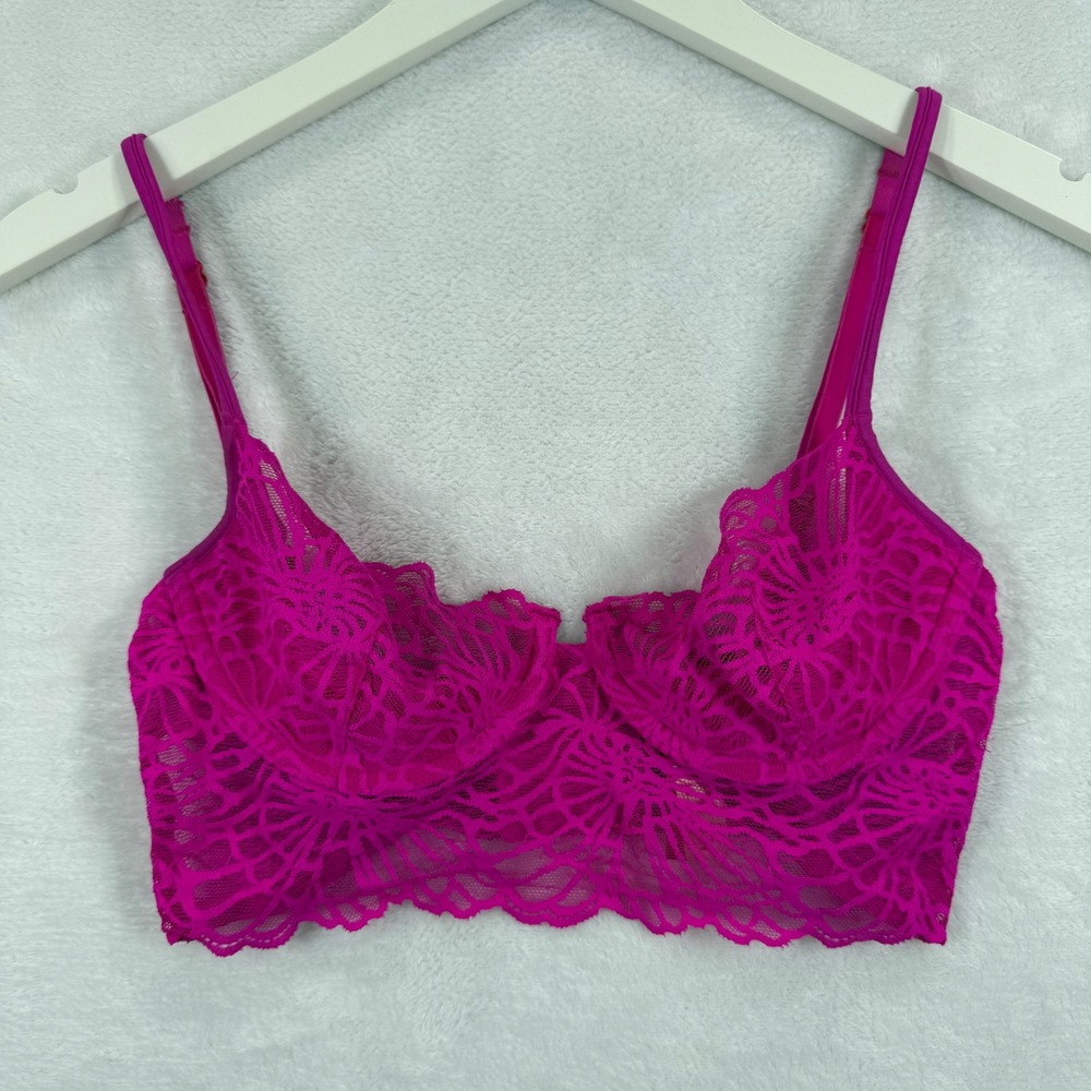 Josie‎ by Natori Womens Hot Pink Floral Lace Underwire Bralette 32B/C 847144